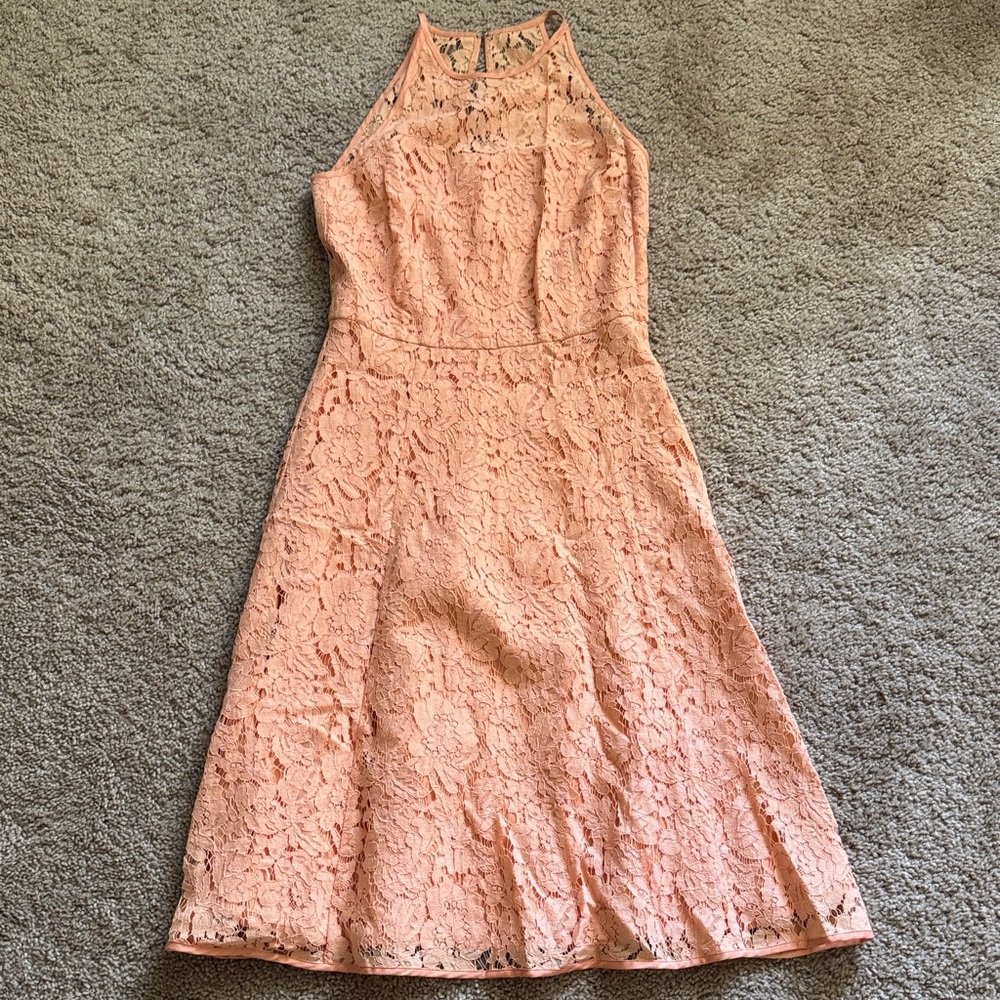 CHARLIE B Peach Lace Midi Dress